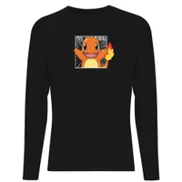 Pokémon Pokédex Charmander #0004 Men's Long Sleeve T-Shirt - Black - undefined undefined
