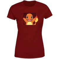 Pokémon Pokédex Charmander #0004 Women's T-Shirt - Burgundy - undefined undefined