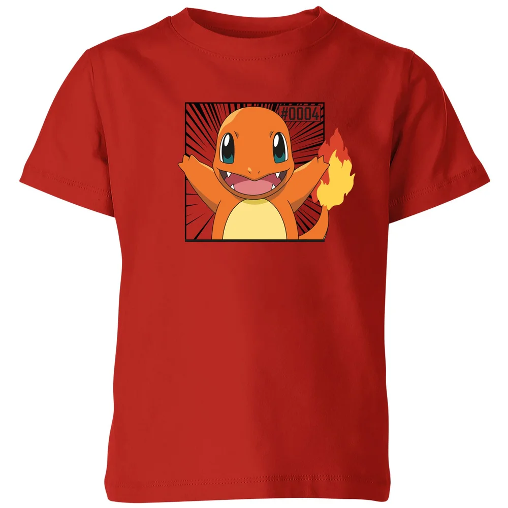 Pokémon Pokédex Charmander #0004 Kids' T-Shirt - Red - 3-4 Years Image 1