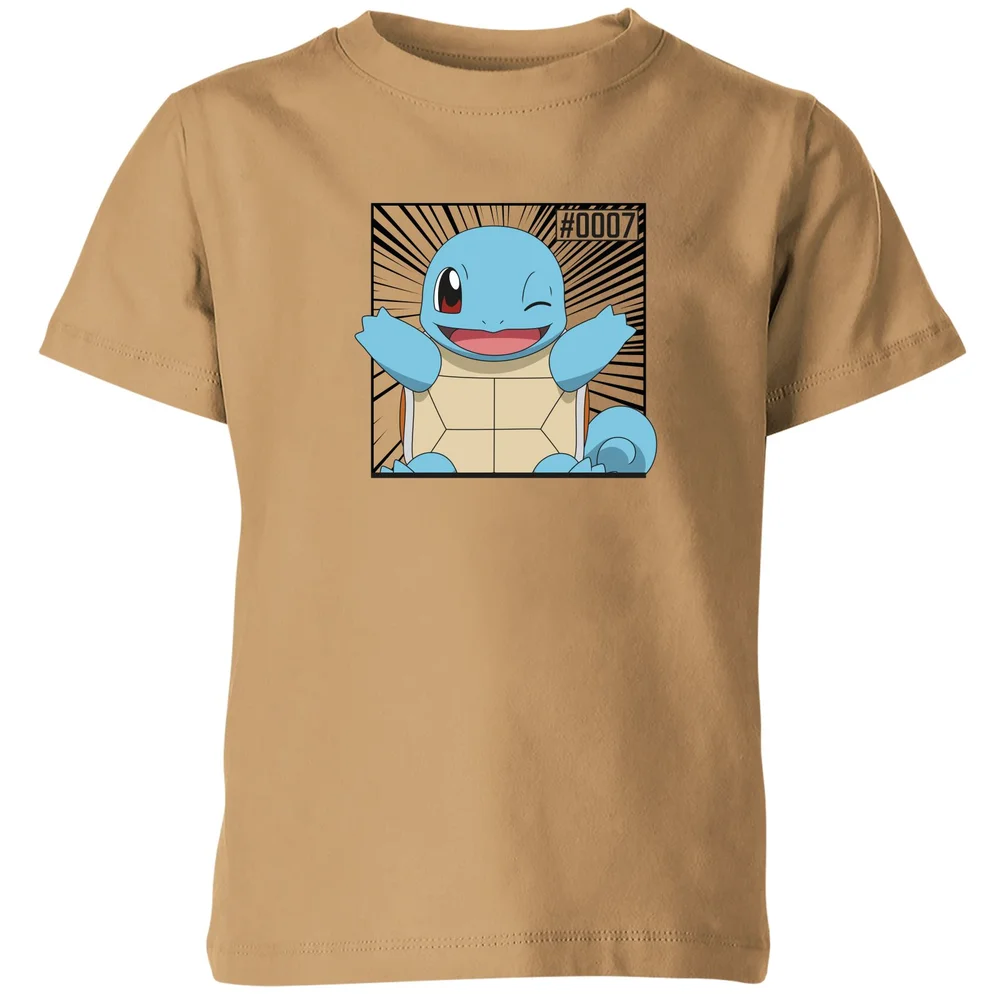 Pokémon Pokédex Squirtle #0007 Kids' T-Shirt - Tan - 3-4 Years Image 1