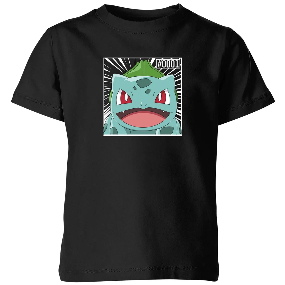 Pokémon Pokédex Bulbasaur #0001 Kids' T-Shirt - Black - 3-4 Years Image 1