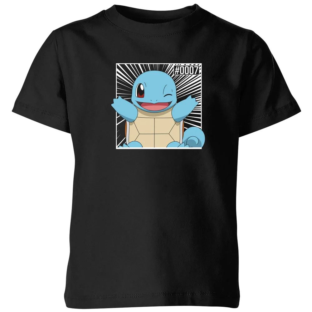Pokémon Pokédex Squirtle #0007 Kids' T-Shirt - Black - 3-4 Years Image 1