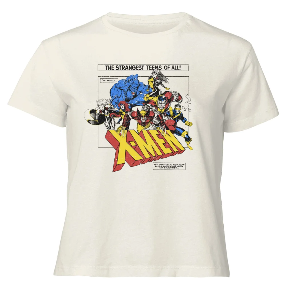 X-Men Retro Team Up Women's Cropped T-Shirt - Cream - XS Image 1