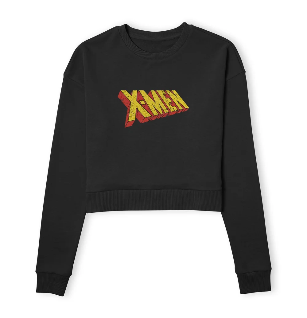 X-Men Retro Logo Women's Cropped Sweatshirt - Black - XS Image 1