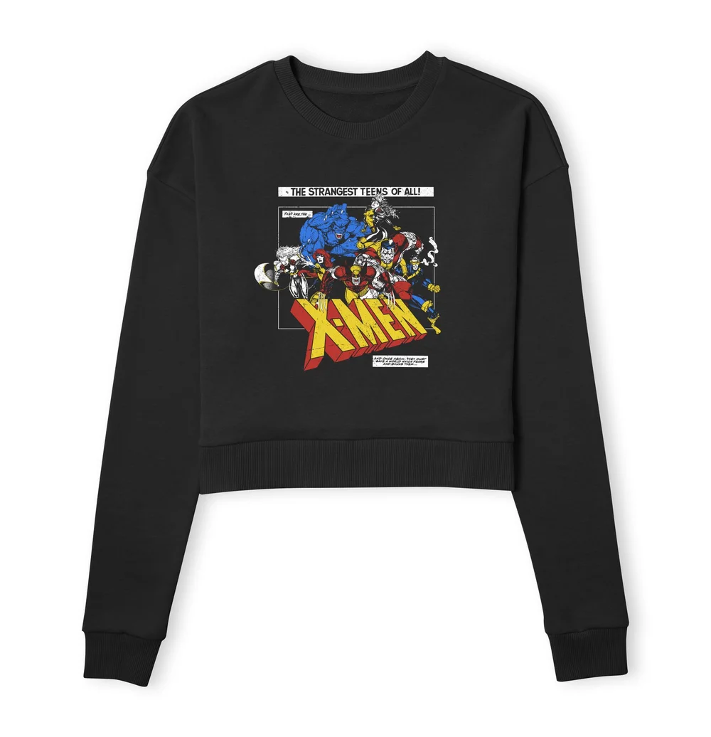 X-Men Retro Team Up Women's Cropped Sweatshirt - Black - XS Image 1