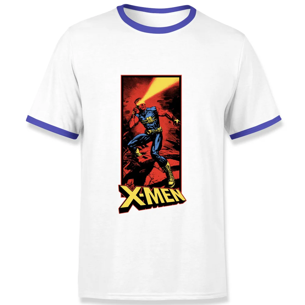 X-Men Cyclops Energy Beam Men's Ringer T-Shirt - White/Navy - S Image 1