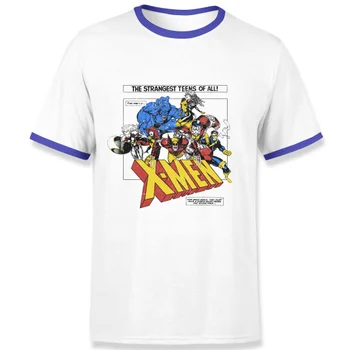 X-Men Retro Team Up Men's Ringer T-Shirt - White/Navy