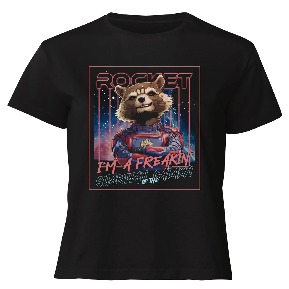 Guardians of the Galaxy Glowing Rocket Raccoon Women's Cropped T-Shirt - Black - XS Image 1