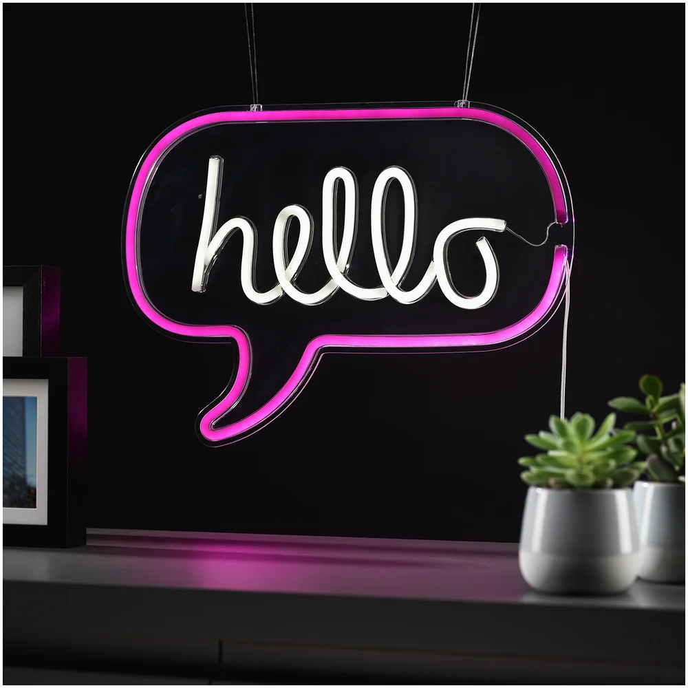 Neon 'Hello' Wall Light Image 1