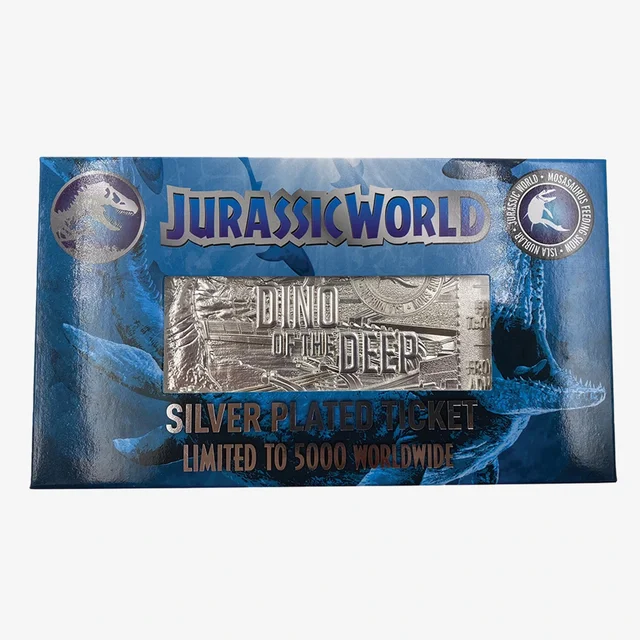 Jurassic World Limited Edition .999 Silver Plated Mosasaurus Attraction Ticket
