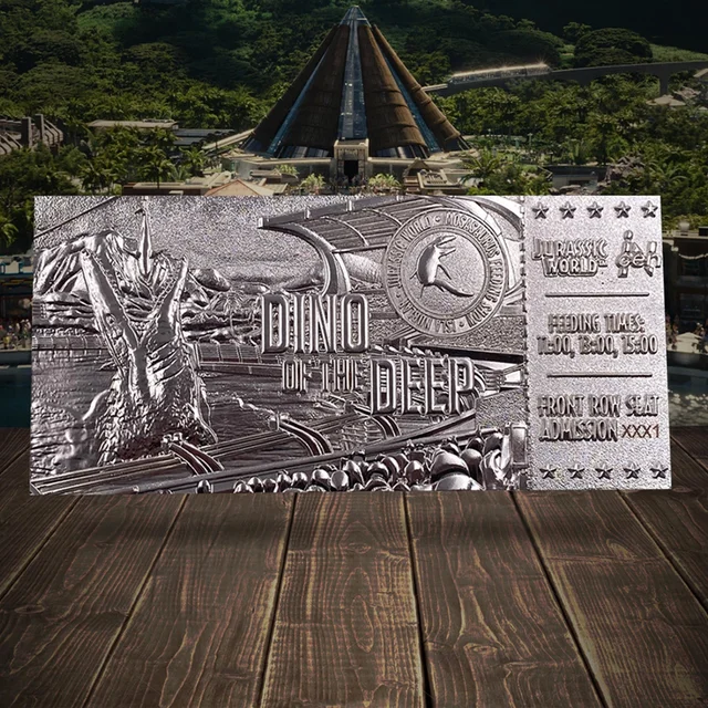 Jurassic World Limited Edition .999 Silver Plated Mosasaurus Attraction Ticket