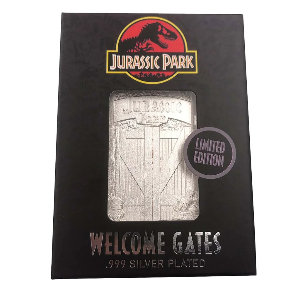 Jurassic Park Limited Edition .999 Silver Plated Entrance Gates Ingot Image 1