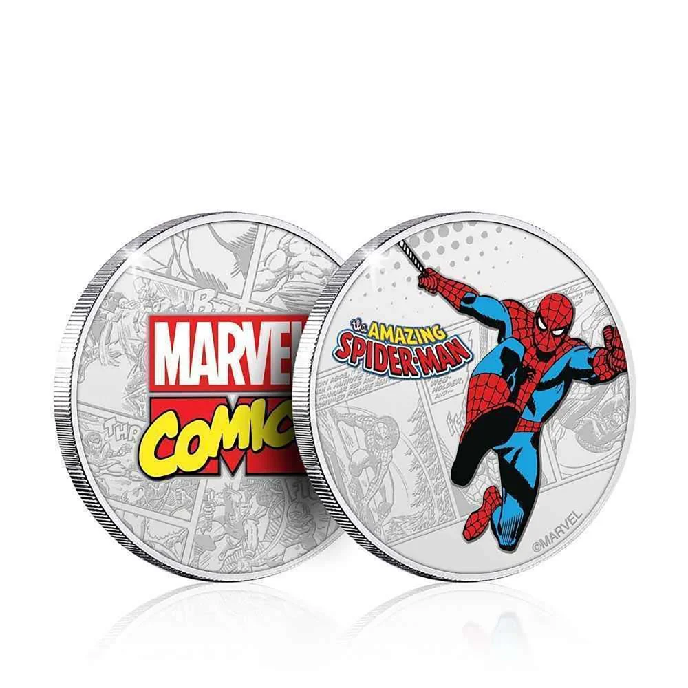 Marvel Limited Edition .999 Silver Plated Spideman Collectible Coin Image 1
