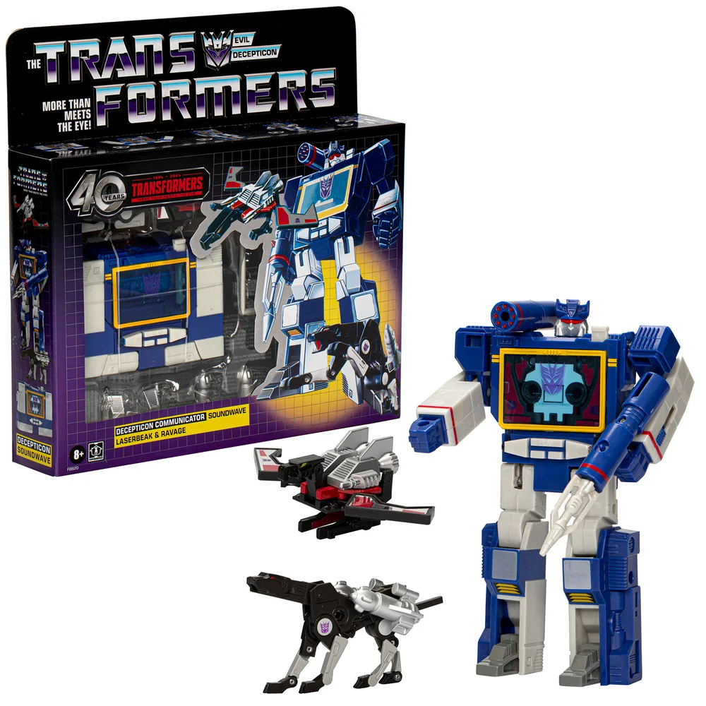 Hasbro Transformers Retro 40th Anniversary, Soundwave, Laserbeak, & Ravage Image 1