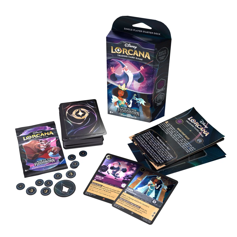 Disney Lorcana Trading Card Game Rise of the Flooborn Amethyst and Steel Starter Deck Image 1