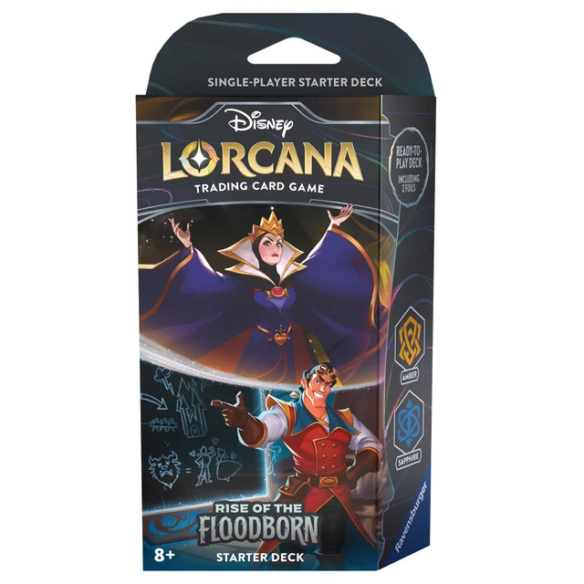 Disney Lorcana Trading Card Game Rise of the Flooborn Amber and Sapphire Starter Deck