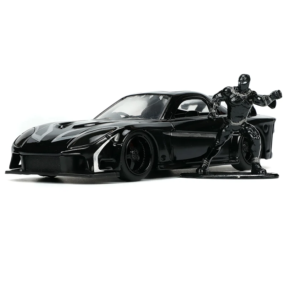 Jada Hollywood Rides 1:32 Scale Diecast Mazda RX-7 Widebody With Black Panther Figure Image 1