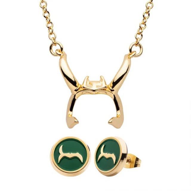 SalesOne Marvel Loki & Sylvie Crowns Necklace & Earrings Set