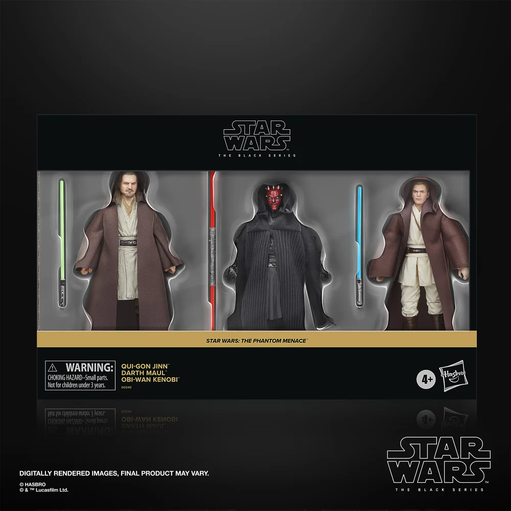 Hasbro Star Wars The Black Series Qui-Gon Jinn, Darth Maul, Obi-Wan Kenobi Star Wars: The Phantom Menace 6 Inch Action Figures Image 1