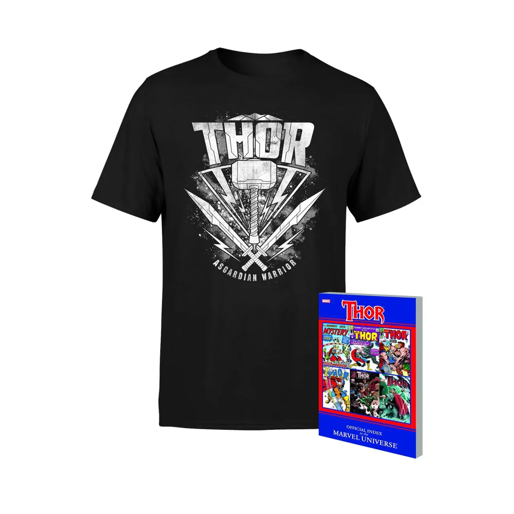 Thor Official Index To The Marvel Universe Graphic Novel & T-Shirt Bundle - S Image 1
