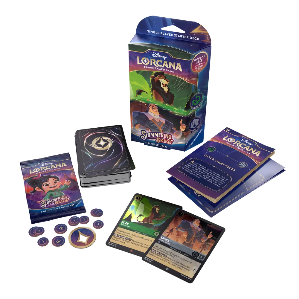 Disney Lorcana Trading Card Game Shimmering Skies Emerald and Steel Starter Deck Image 1