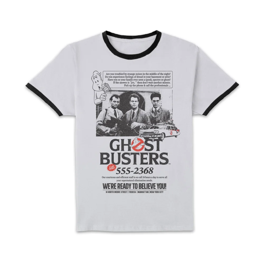Ghostbusters Vintage Advert Unisex Ringer T-Shirt - White/Black - XXL Image 1