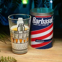 Jurassic Park Drinking Glass in a Collectible Barbasol Shaving Cream Tin