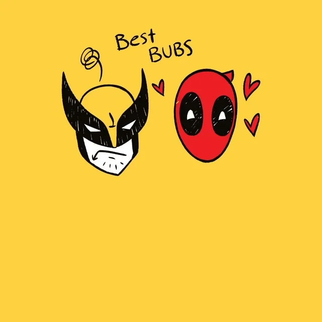 Deadpool & Wolverine Best Bubs Scribble Unisex T-Shirt - Yellow