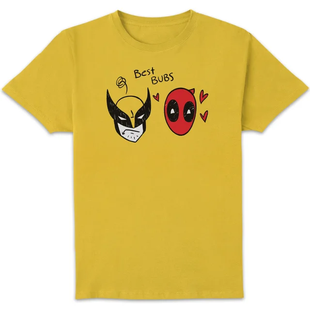 Deadpool & Wolverine Best Bubs Scribble Unisex T-Shirt - Yellow