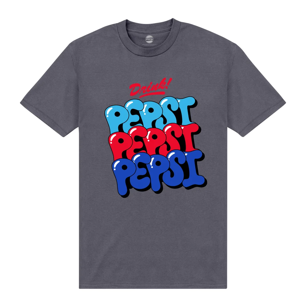 Pepsi Co. Bubble Text Men's T-Shirt - Charcoal - L Image 1