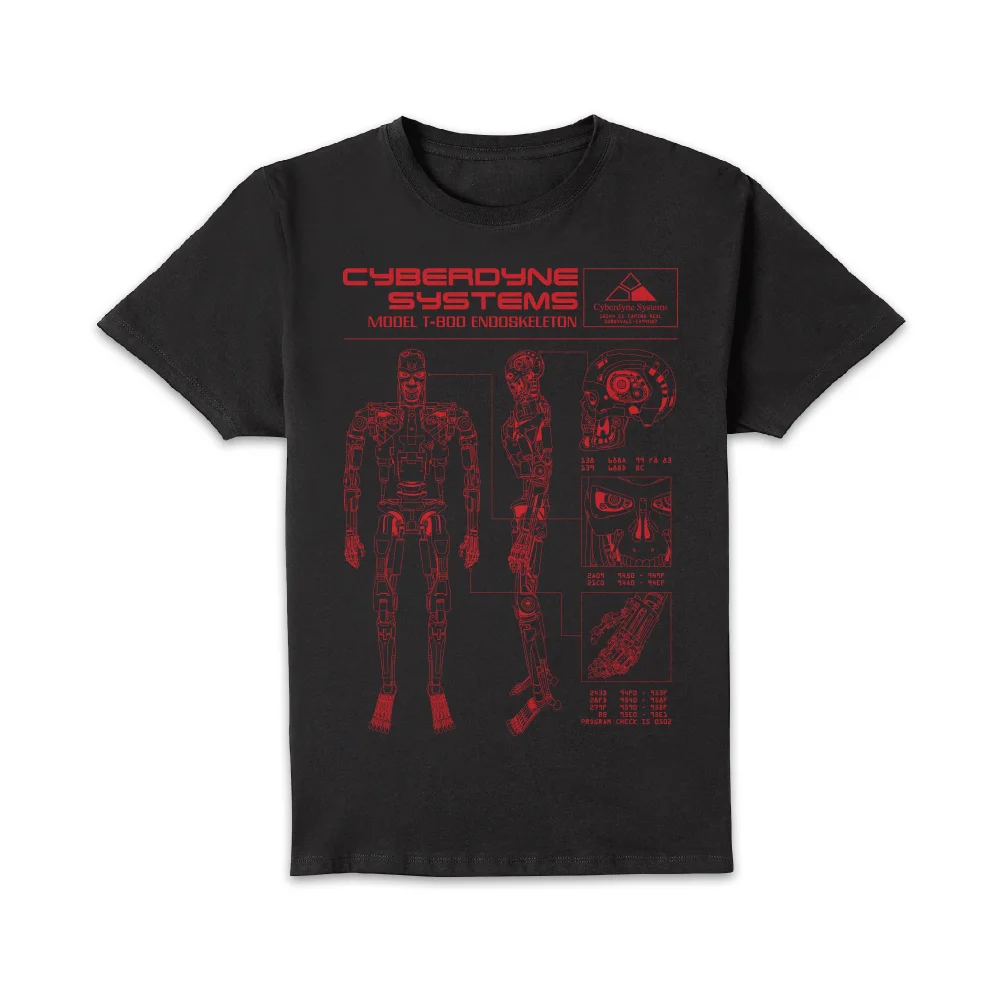 The Terminator T-800 Schematic Unisex T-Shirt - Black - S Image 1