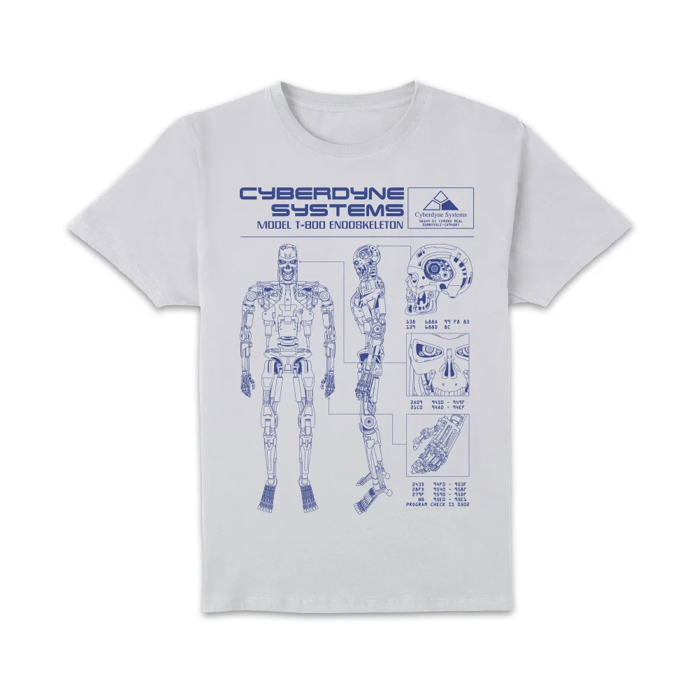 The Terminator T-800 Schematic Unisex T-Shirt - White - S Image 1