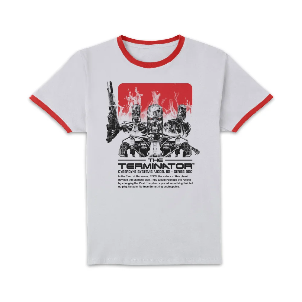 The Terminator Endoskeleton Unisex Ringer T-Shirt - White/Red - XXL Image 1