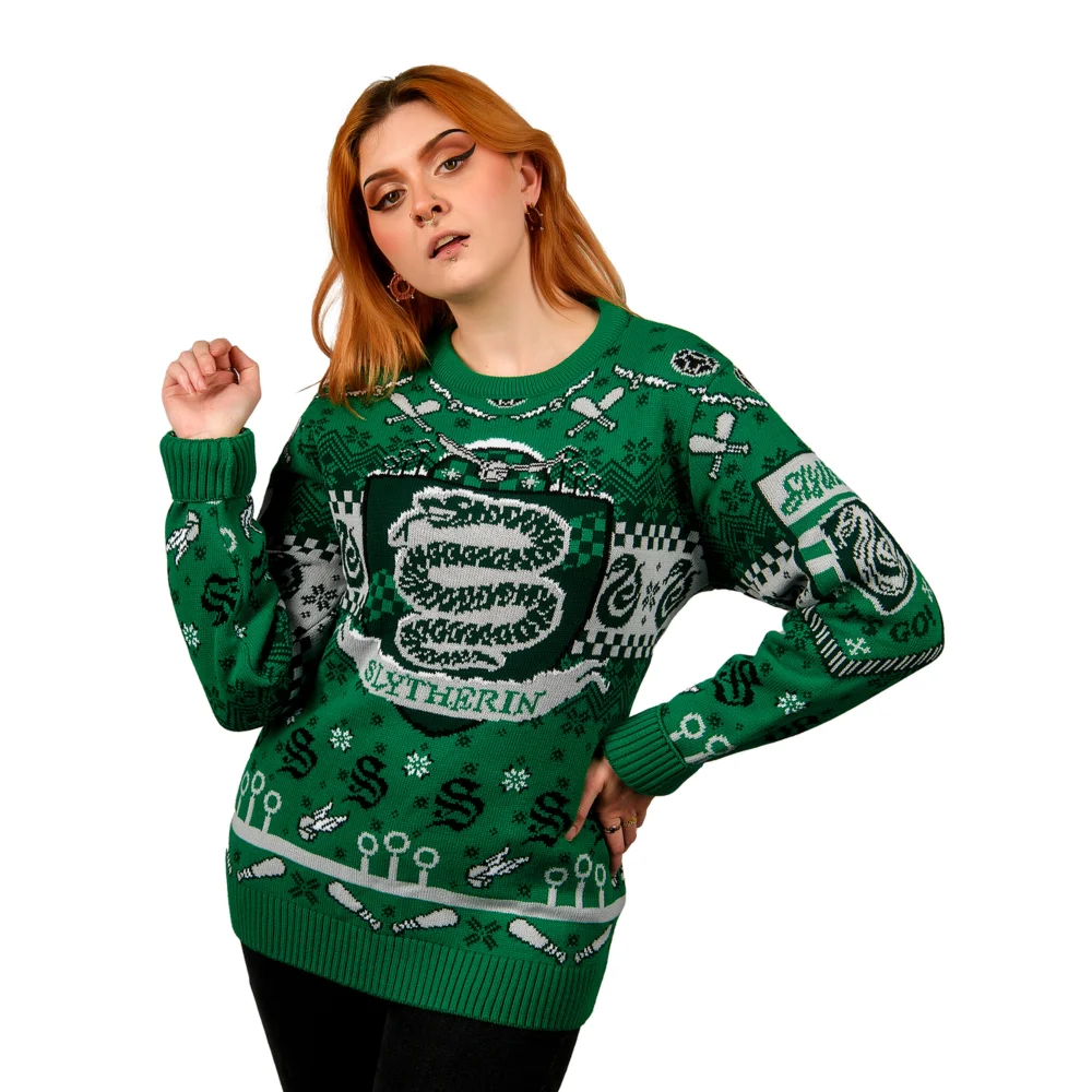Harry Potter Slytherin Quidditch Knitted Christmas Jumper - 4XL Image 1