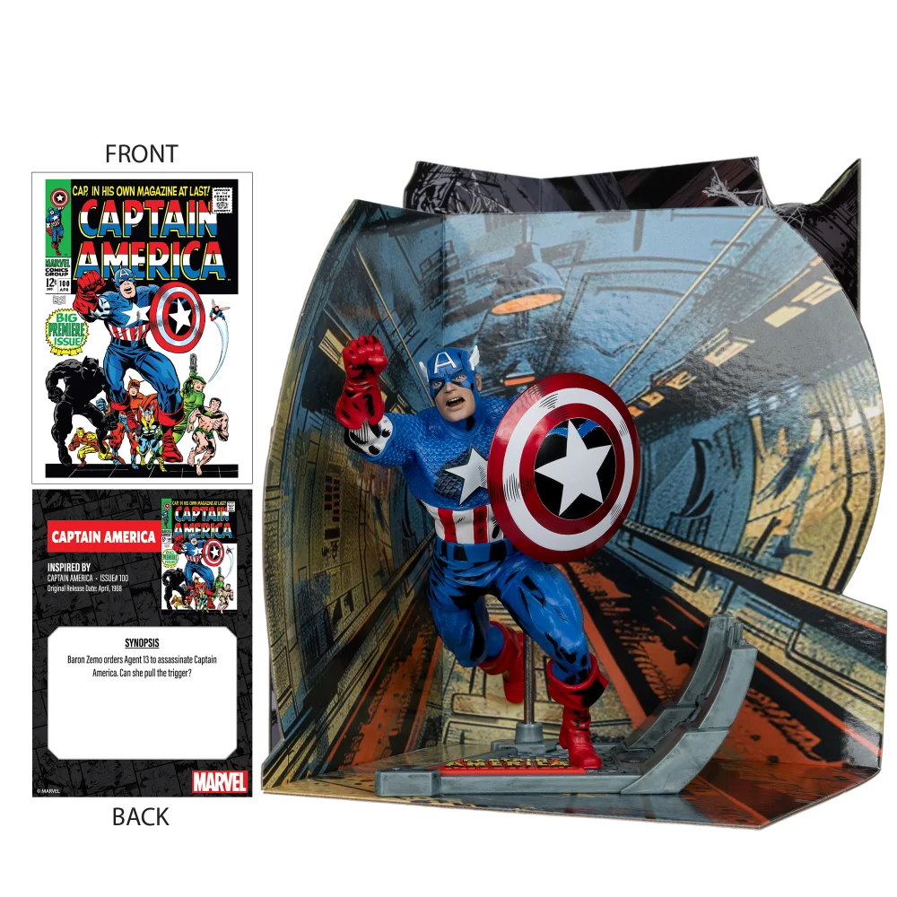 Marvel Captain America 1:10th Scale Collectible with Scene (Captain America #100) McFarlane Toys Image 1