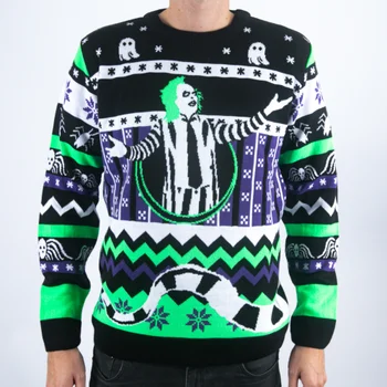 Beetlejuice It's Snow Time Knitted Christmas Jumper