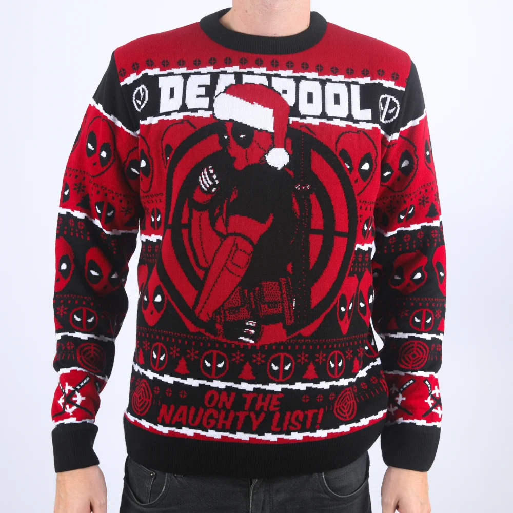 Deadpool On The Naughty List Knitted Christmas Jumper - XL Image 1