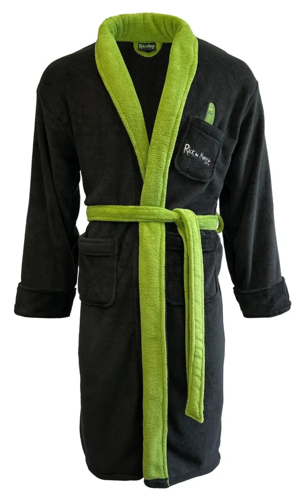 Rick And Morty: Pickle Rick Hoodless Mens Bathrobe Image 1