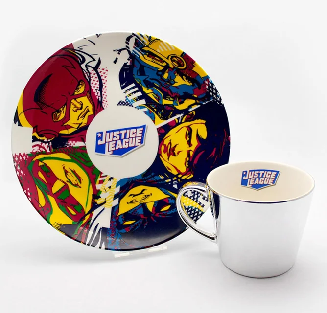 DC Comics Justice League Collectors Plate & Mirror Mug Set