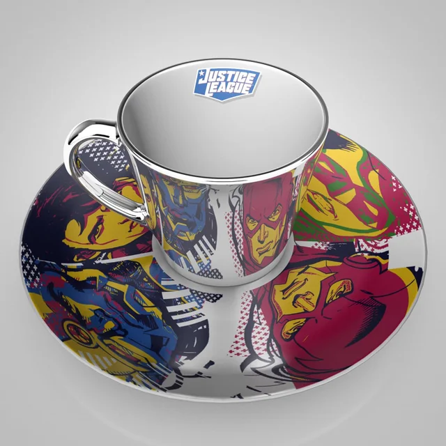DC Comics Justice League Collectors Plate & Mirror Mug Set