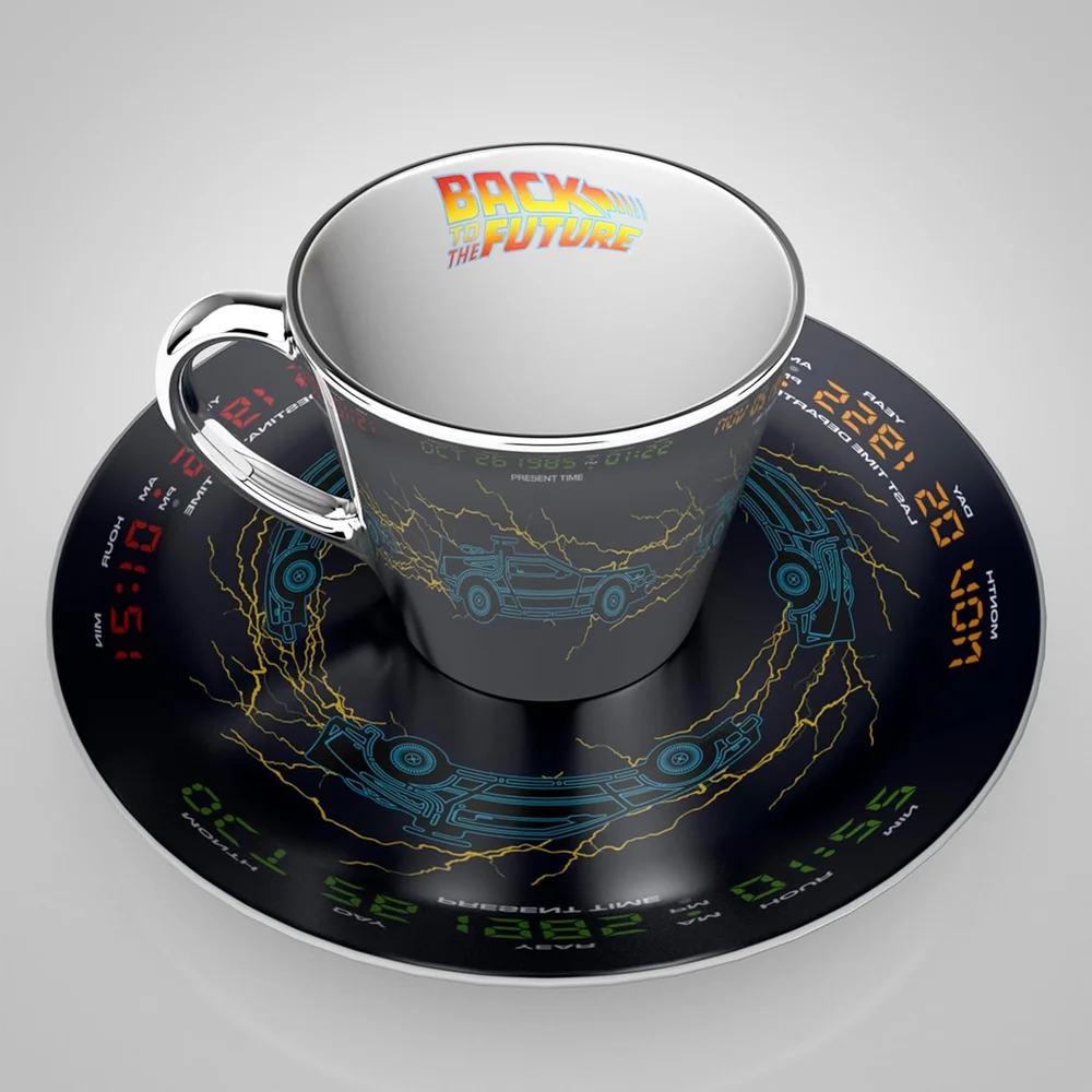 Back To The Future Delorean Collector Plate & Mirror Mug Set Image 1
