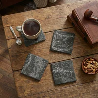 Lord Of The Rings Middle Earth Map Engraved Slate Coaster Set - undefined undefined