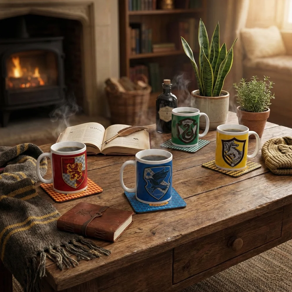 Harry Potter Houses 4x Mugs & Coasters Bundle Image 1