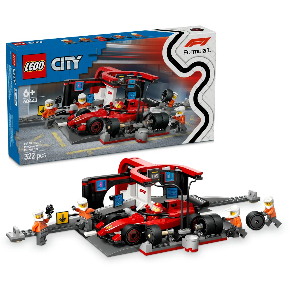 LEGO® City F1® Pit Stop & Pit Crew with Ferrari Car Racing Vehicle Toy 60443 Image 1