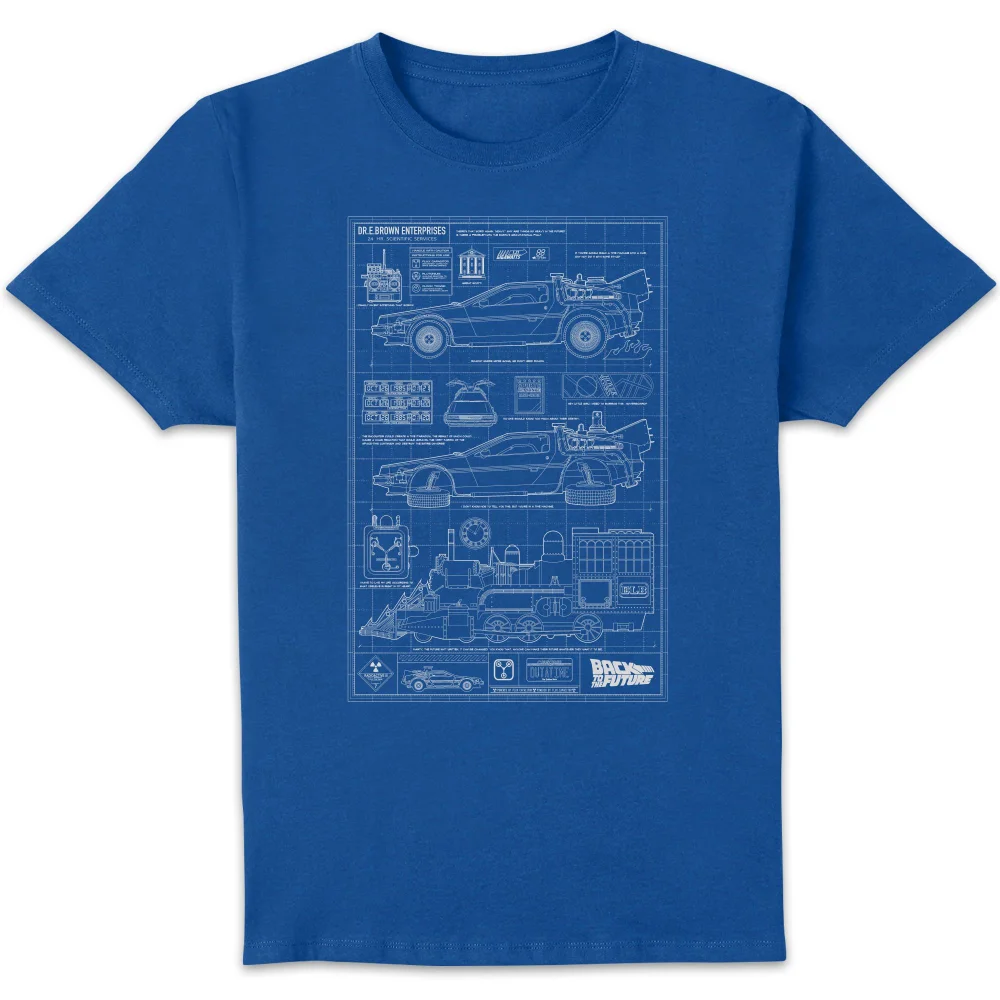 Back to the future Schematic Unisex T-Shirt - Blue - L Image 1