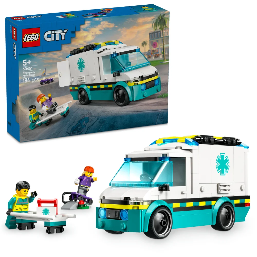 LEGO City Emergency Ambulance Toy Set with Minifigures 60451 Image 1