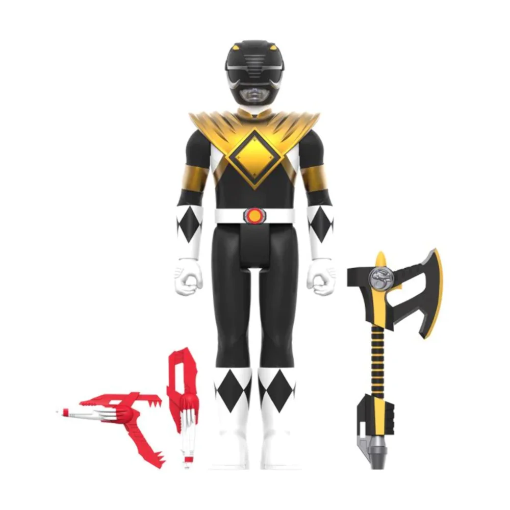 Super7 Power Rangers W4 - Black Ranger Dragon Shield ReAction Figure Image 1