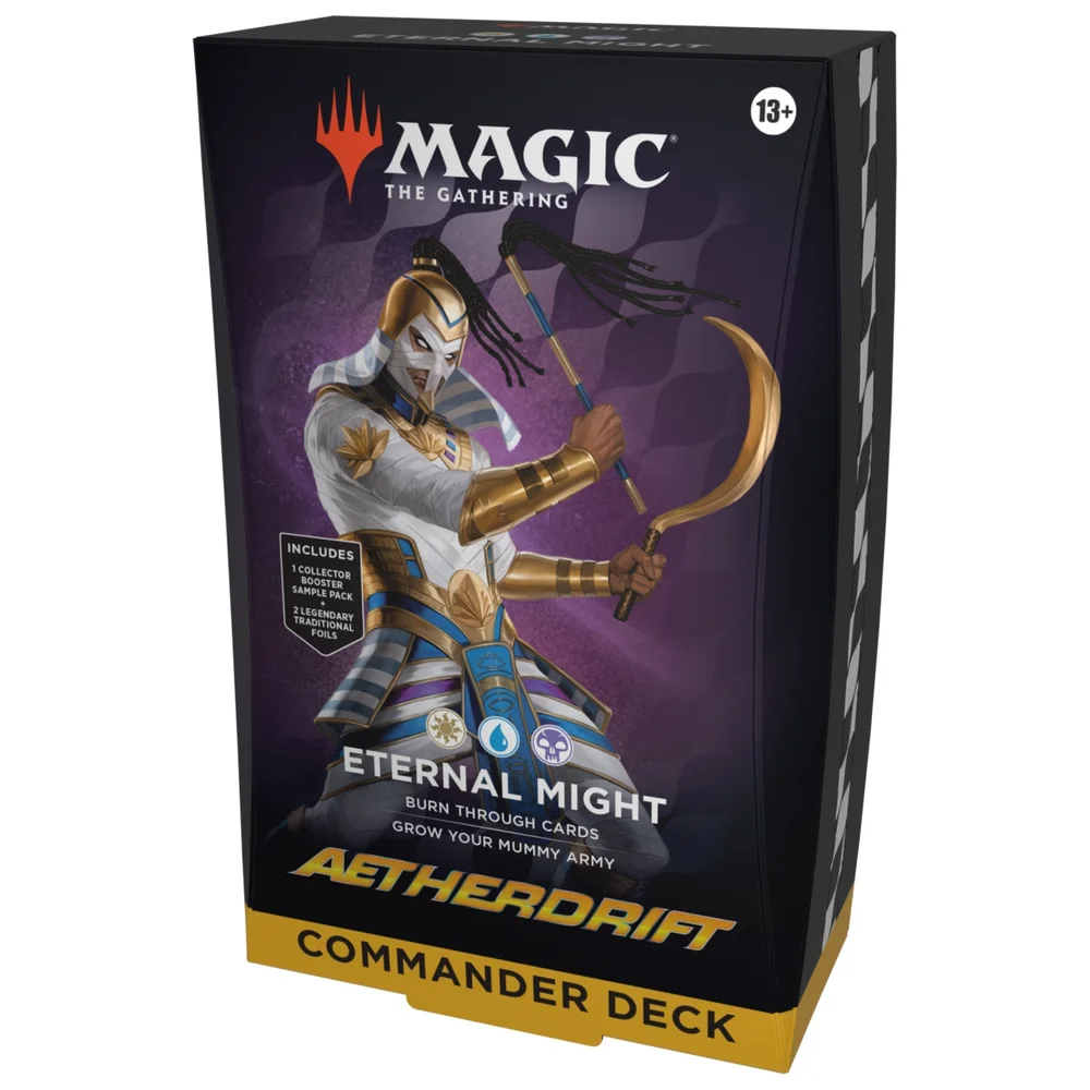Magic: The Gathering Aetherdrift Commander Deck - Eternal Might 100-Card Deck 2-Card Collector Booster Sample Pack + Accessories Image 1
