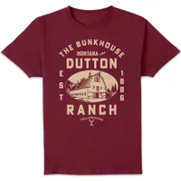 Yellowstone Dutton Ranch Woodcut Unisex T-Shirt - Burgundy - undefined undefined