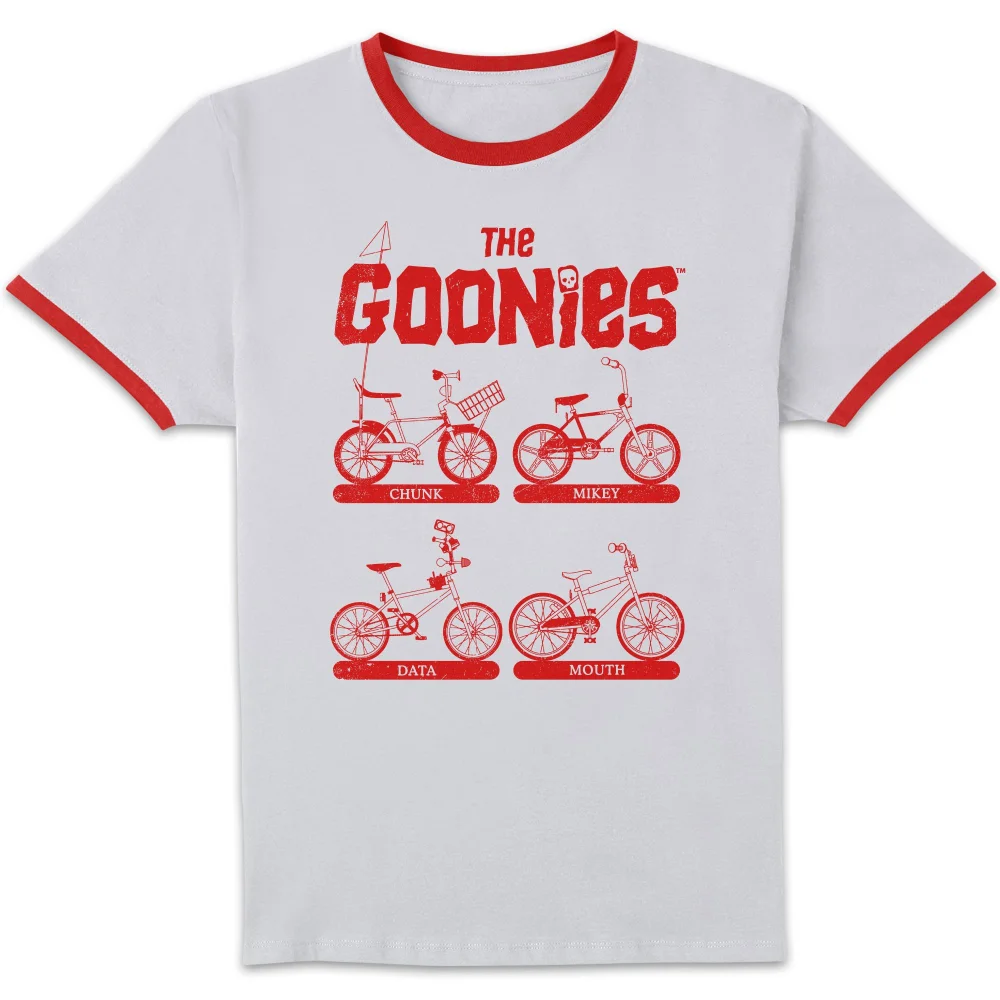 The Goonies Bikes Unisex Ringer T-Shirt - White/Red - L Image 1